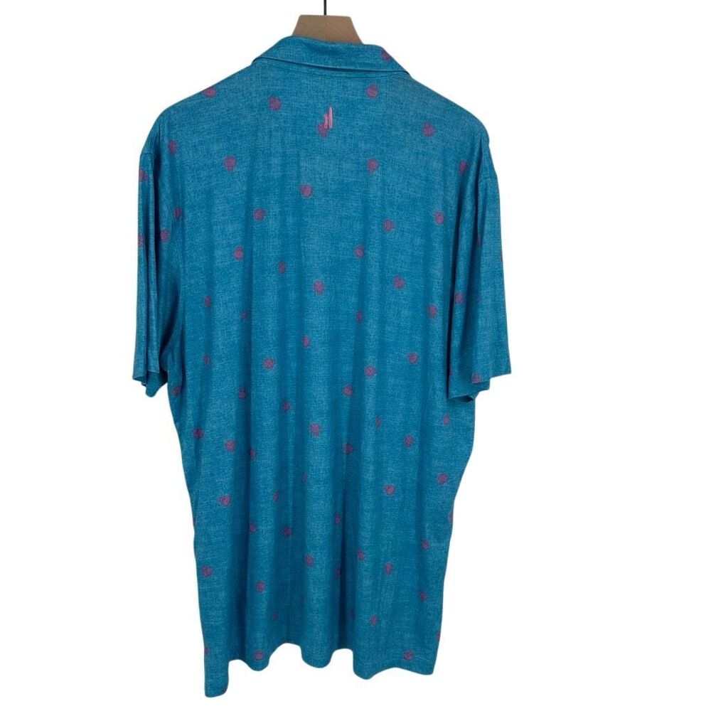 Johnnie-O Polo Shirt Mens XL Blue Skully Maverick Skull Print Performance Golf - Picture 3 of 8